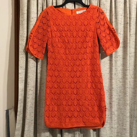 open lace back dress Trina Turk Favorable Dress, Orange Pop Multi, XS at Amazon Women's Clothing  store